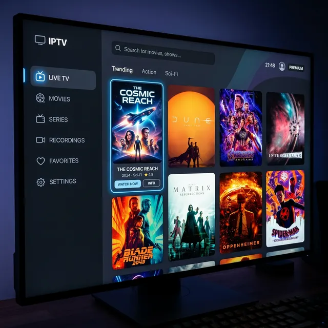Player IPTV online — interface de streaming no browser