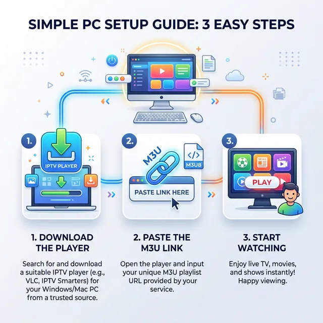 Guia de instalação IPTV para PC — configuração passo a passo